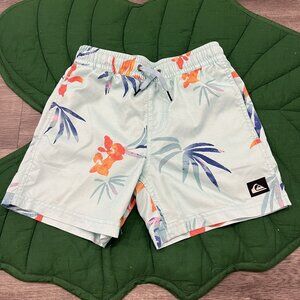 Quiksilver Swim Trunks Boys Small 10 Floral Tropical Pull On
